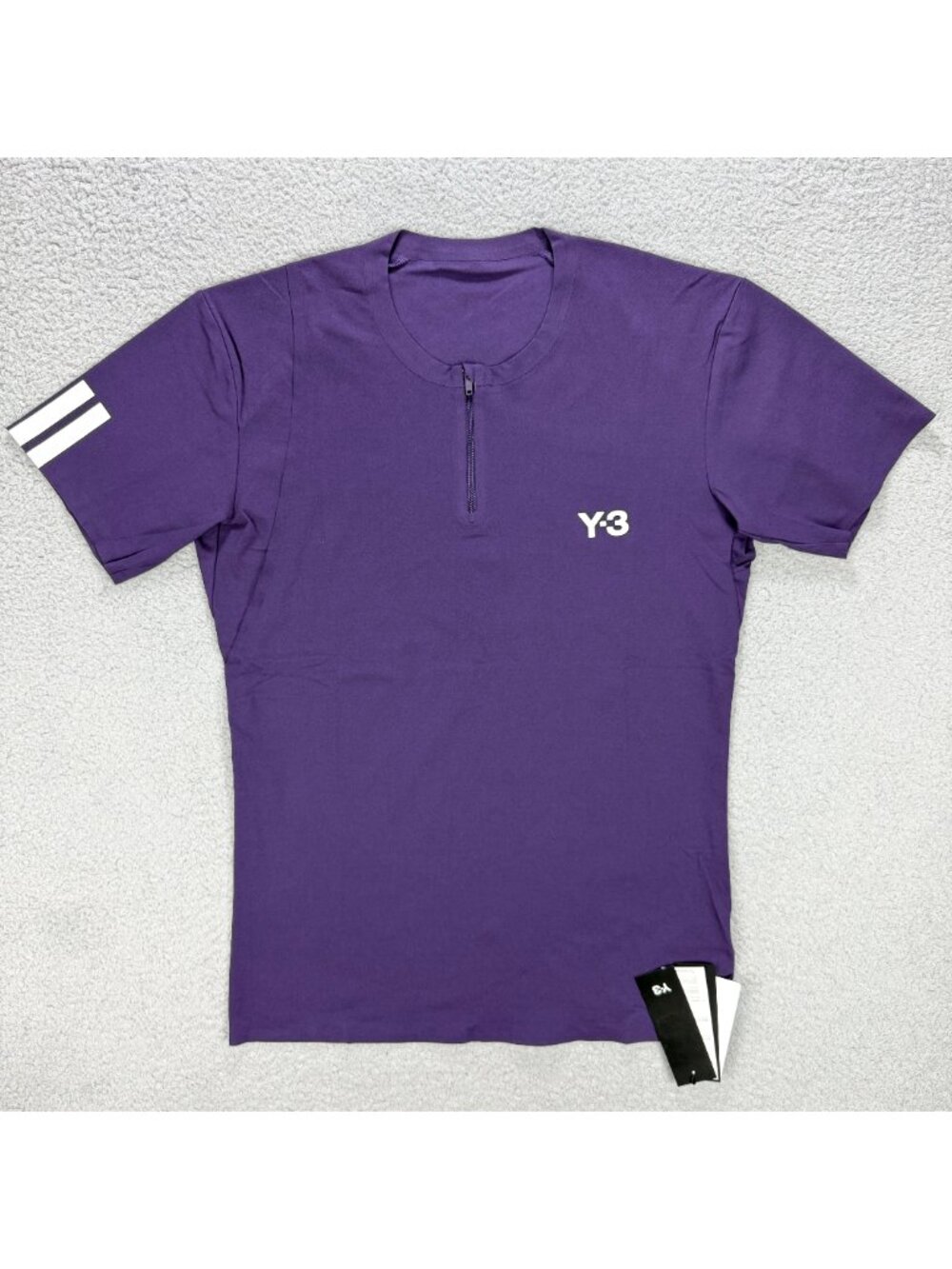 Y-3 T Shirt Mens Medium M Slim Fit Purple Tennis Pro Freelift Zip Tee Adidas Y3